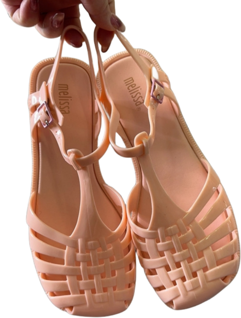 멜리사 로마 젤리 스퀘어 코 스트랩 플랫 젤리 바오터우 샌들