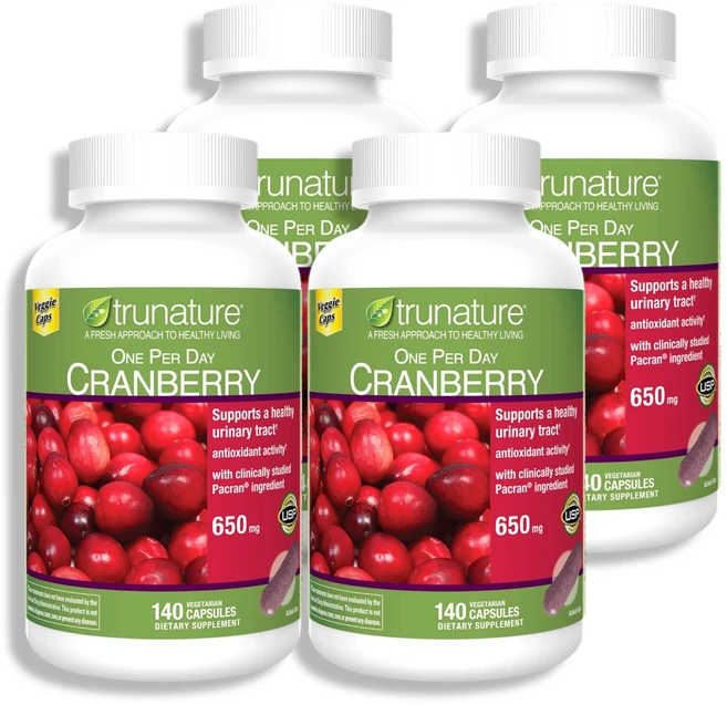 TruNature Cranberry 트루네이쳐 원 퍼 데이 크렌베리 650mg, 4개, 140정 - 쿠팡