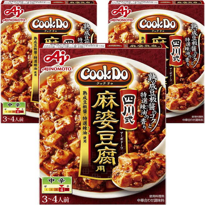 아지노모토 쿡두 사천식 마파두부용 소스 중간 매운맛 3-4인분, 30g, 3개