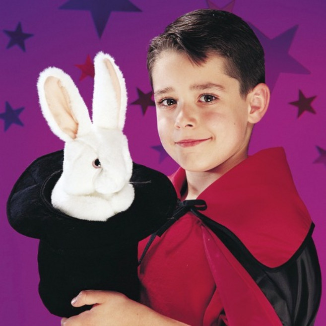 F2269 고급 손인형 모자속토끼, 1개