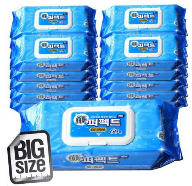 케어메이트 은 퍼펙트 물티슈 캡형 부드러운 플레인타입, 20개, 60매