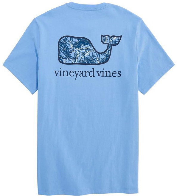 Vineyard vines Sport Fisher 야자수 고래 반소매 티셔츠 세레니티 블루. M 369805
