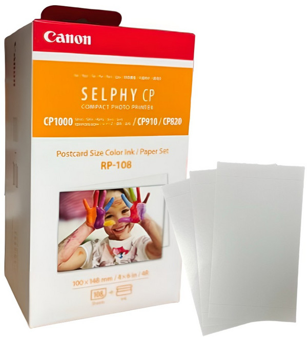 홈스탠드 캐논 셀피 정품 잉크 카트리지 인화지 RP-108 cp910 cp1000 cp1200 cp1300 cp1500, 홈스탠드 정품 RP-108+호환인화지4장