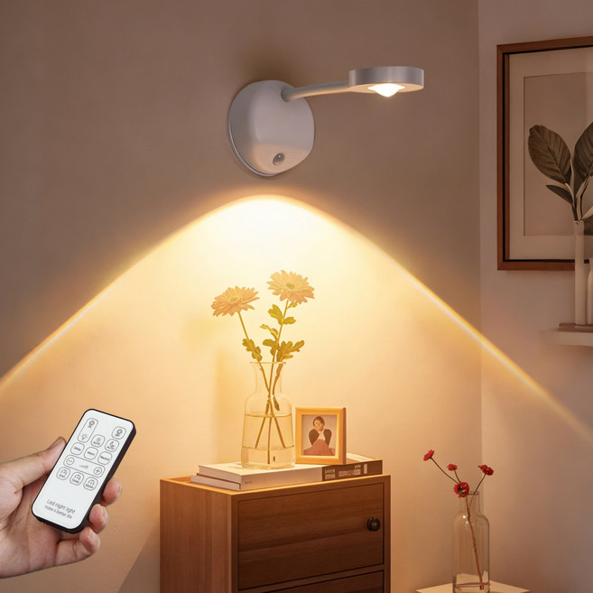 오이키 센서등 스팟 조명 무선 무타공 LED등 리모컨포함 대용량 배터리 현관등, 1개, 화이트