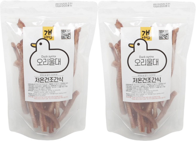 개아범 영양파괴 없는 저온건조 프리미엄 애견 강아지 수제간식, 2개, 40g, 오리울대