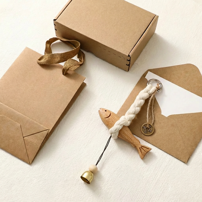 Namu Nest 행운 명태 액막이 이사 개업 차량용 방울 동전 기원 장식, 원목