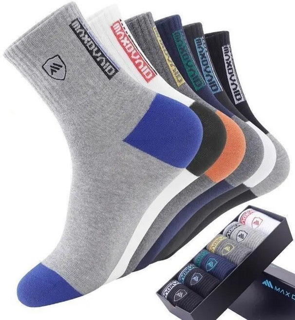 남성용 중간 종아리 양말 따뜻한 긴 땀 흡수 통기성 트렌디한 다목적 가을 및 겨울 스포츠 5 켤레, 01 5pcs