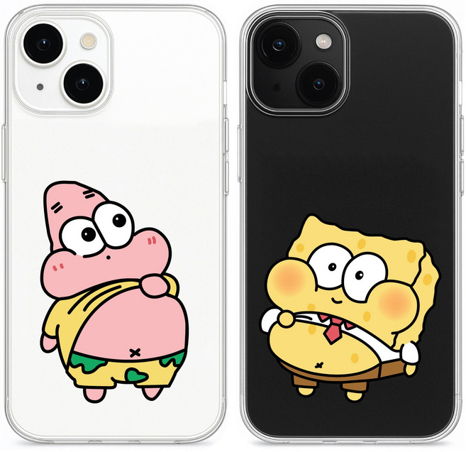 (당일출고) 귀여운 캐릭터 배불스펀지밥뚱이 투명젤리케이스 커플케이스 우정케이스