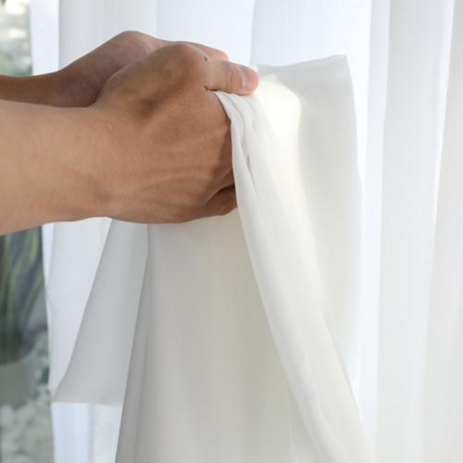 쉬폰커튼 LISM 화이트 얇은 명주 그물 거실 침실 장식 모던한 단색 보일 주방 패브릭 드레이프