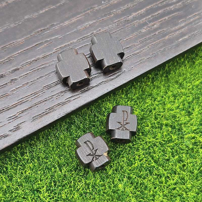비즈톡 [DW-7-06]카톡릴묵주만들기 우드십자가 벽조목 INRI+XP 직사각십자가 10x11mm
