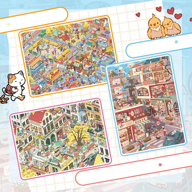 [어느 작은 마을의 풍경] 작은 마을의 하루들 2.0 3D 집 꾸미기 스티커 빅사이즈 3종세트(핀셋포함), 1세트, 혼합