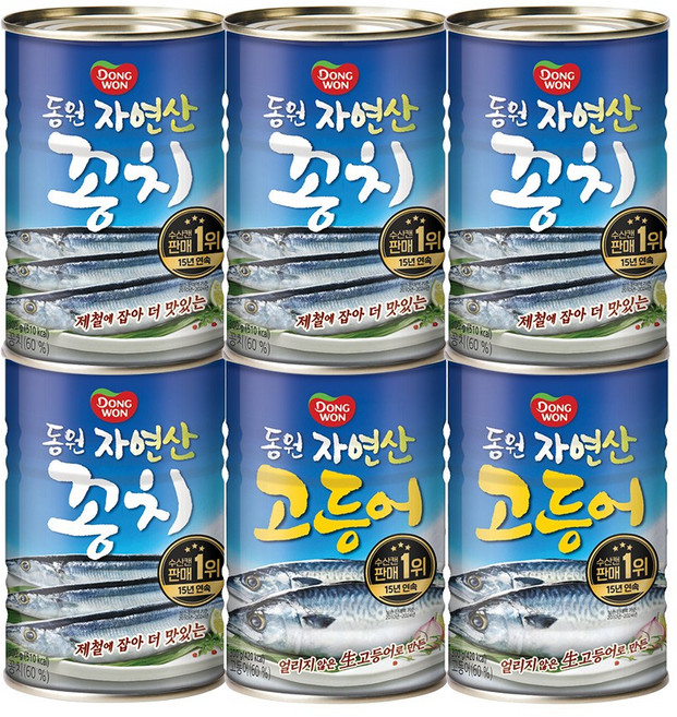 [동원] 꽁치 300g x 4캔 + 고등어 300g x 2캔, 1세트