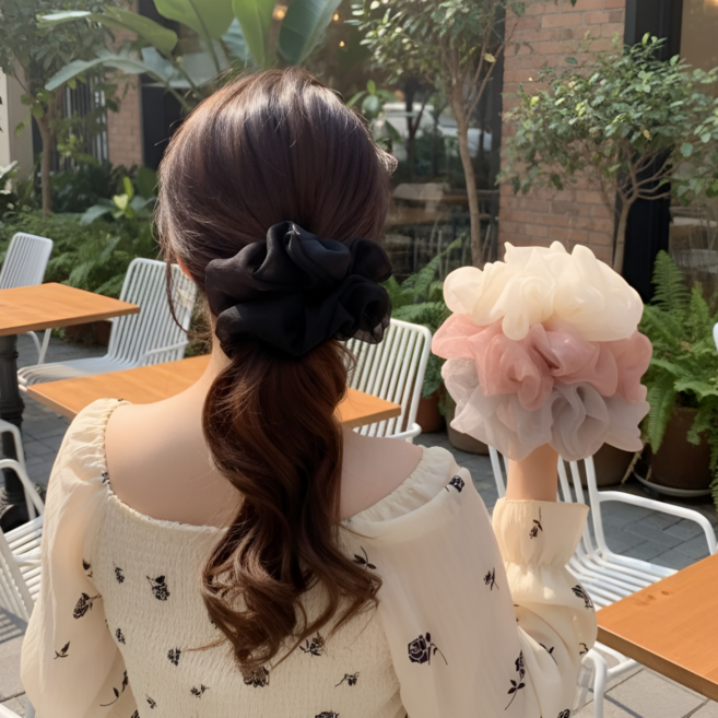 우아한 볼륨 쉬폰 곱창 머리끈 5종 세트