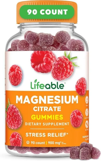 Lifeable 스트레스 이완 마그네슘 구미젤리 라스베리맛 900mg 90개, 1개, 90정 - 쿠팡