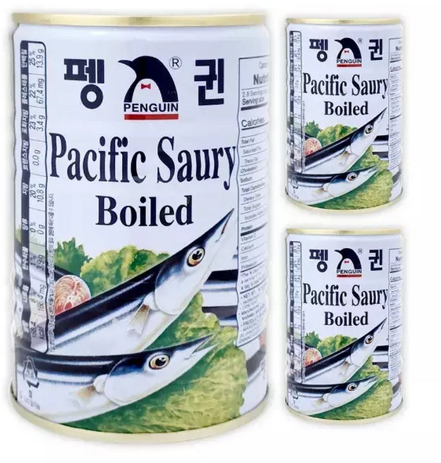 펭귄 꽁치 통조림 보일드 팽귄 꽁치캔 400g 3개