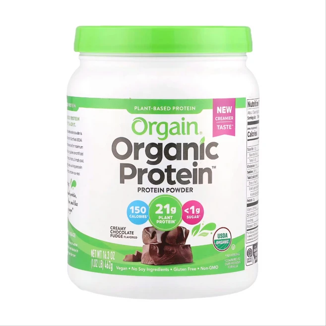 올게인 프로틴 파우더 식물성 단백질 파우더 크리미 초콜릿 퍼지 맛 462g 1통, 1개 - 쿠팡