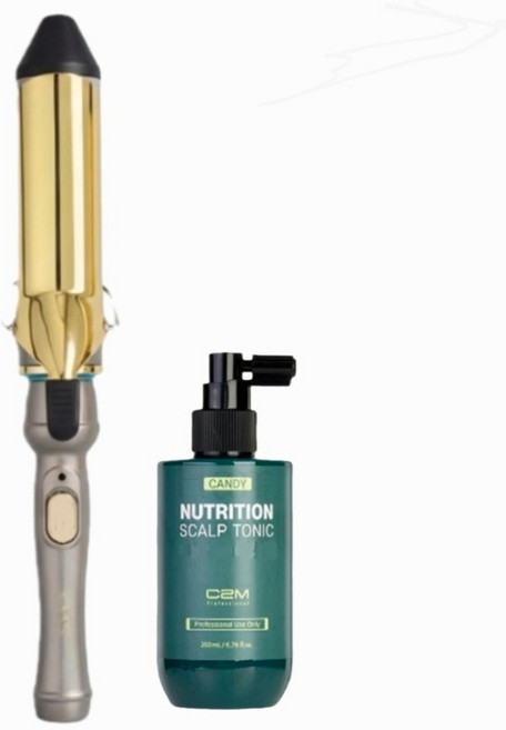 CNS월드전자 40mm 봉고데기 고데기 전문가용 컬링아이론 + 스칼프토닉 1개세트, NPCI4, 그레이 골드