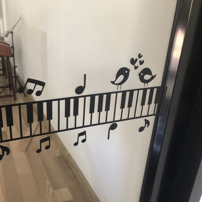 피아노 유리 시트지 음악 건반 모양 음악 학원 연습실, 화이트 A 미디엄, 화이트 A 미디엄