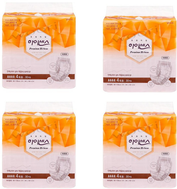 하이센스 프리미엄 성인용 라운드형 속 기저귀 교환 패드 30매입-4개, FREE(onesize), 30매입, 4개