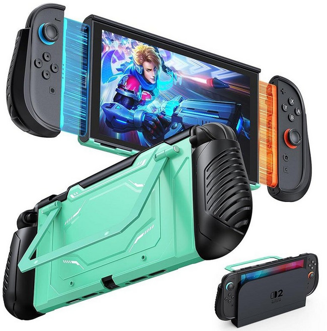 Switch 2 Dockable Case FYOUNG Protective Shell for Nintendo Switch 2 Console | Military-Grade Ful, Light Green
