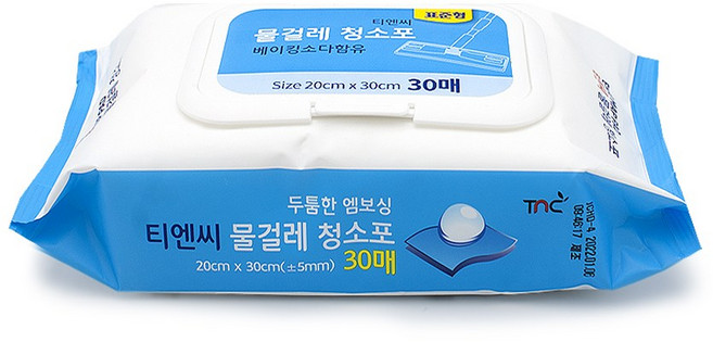티엔씨 물걸레 청소포 실속형 표준형 30매 1개