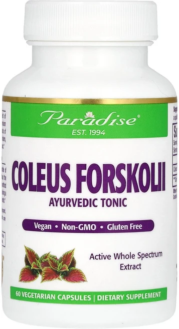 Paradise Herbs Coleus Forskolii 60 Vegetarian Capsules 250 mg per Capsule, Paradise Herbs, Coleus Forskol, 1개 - 쿠팡