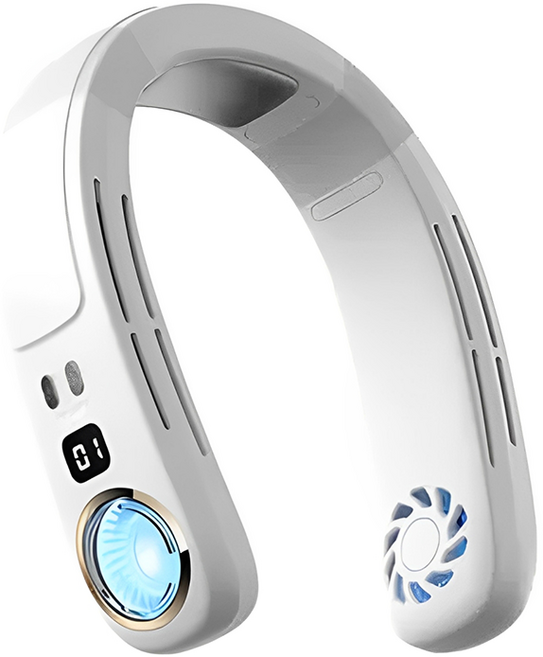 무선 휴대용 아이스팩 급속냉각 넥밴드 선풍기 BLDC 대용량4000mAh, 화이트