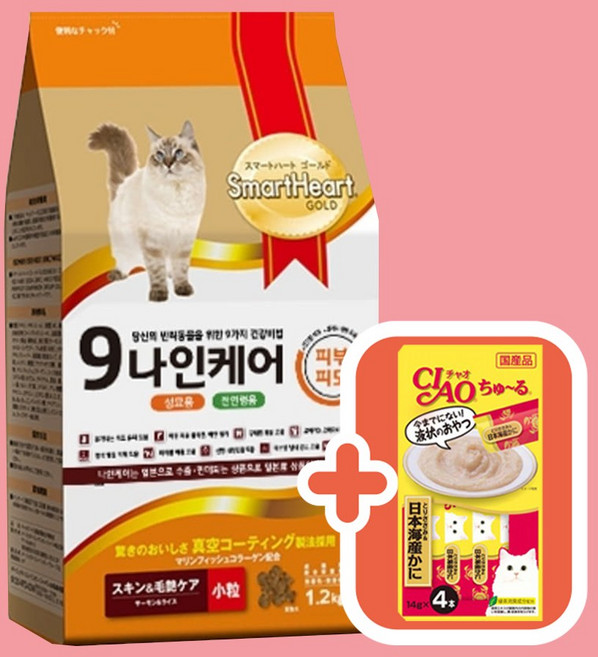 나인케어 캣 고양이사료+챠오츄르 4P 랜덤 증정, 1개, 6kg, 피부/피모