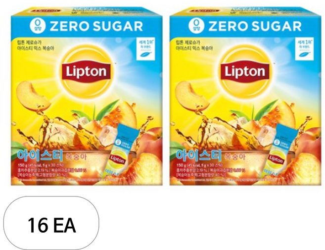 립톤 제로슈가 아이스티 믹스 복숭아, 5g, 30개입, 16개
