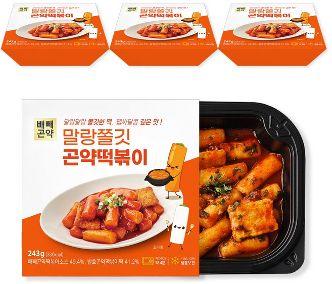[칼로리를 낮춘 곤약떡볶이] 빼빼곤약 말랑쫄깃 곤약떡볶이, 4개, 243g