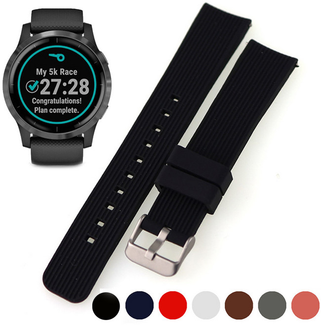 가민 비보액티브4 22mm 호환 스트랩 줄무늬 우레탄밴드, 1. RAUR22BK 블랙, 1개