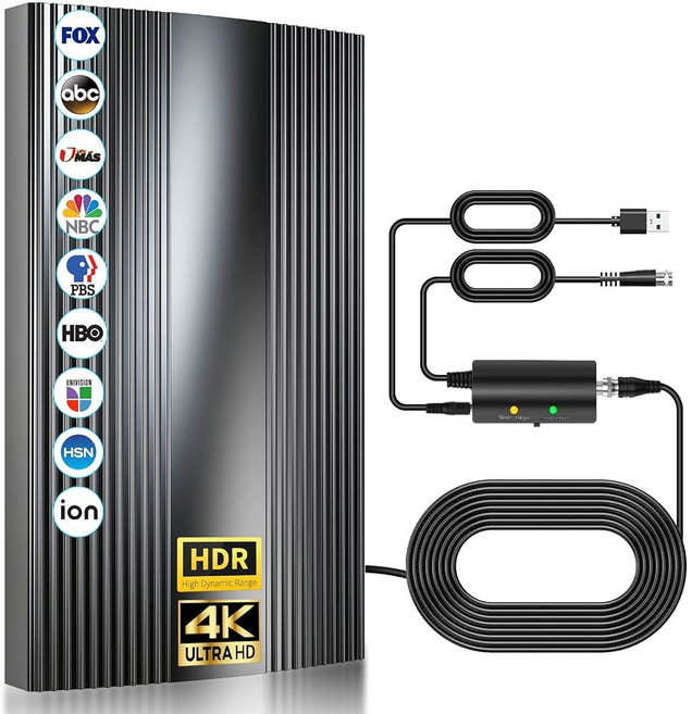 2025 업그레이드된 TV 안테나 실내 최대 2200마일 범위 스마트 실내 지역 채널용 디지털 8K 4K 1080p용 최강 HDTV 신호 부스터 38피트 동축 케이블, 2025 업그레이드 TV 안테나 실내 최대 2,700마