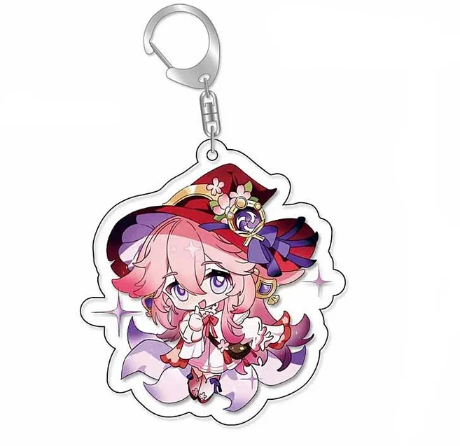 Raiden Shogun Klee Nahida Q 유형 Genshin Impact 만화 키 체인 아크릴 가방 열쇠 고리 펜던트 트렌디 선, 01 15186