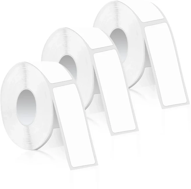 12x40mm 흰색 라벨 용지 미니 프린터 스티커 방수 바코드 주소 이름 테이프 D30 P11 가능, 01 3 Rolls