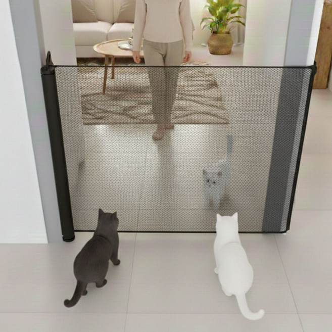 유또 길이 조절 반려동물 무타공 안전문, 1개, 블랙