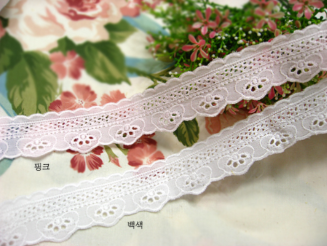 릴리패브릭 면레이스]호박꽃양면-2color (L00051), 백색