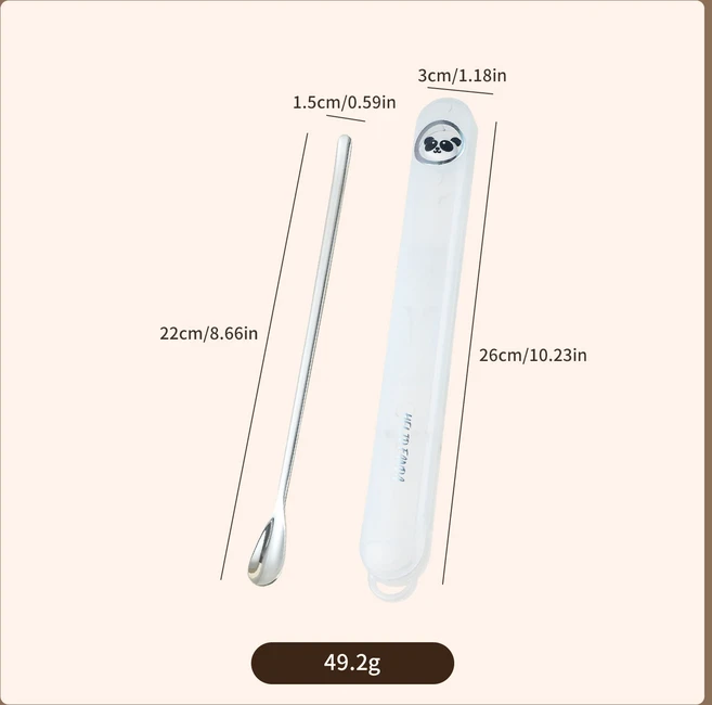 호환 WORTHBUY 316 스테인리스 스틸 스터링 스푼 박스 포함 휴대용 긴 손잡이 커피 스푼 아이스 티 스푼 식, 04 Clear C Style