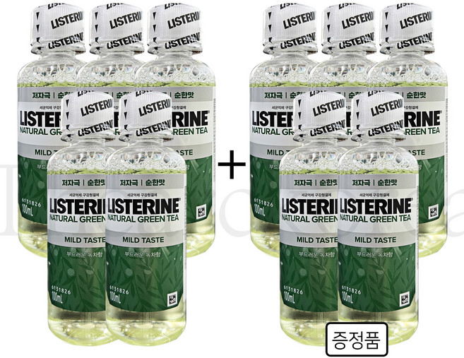 리스테린 내추럴 그린티 마일드 구강청결제, 100ml, 10개