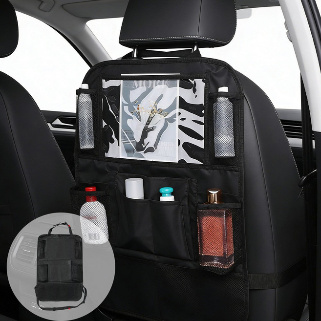 공간순삭 초강력 수납 차량용 뒷좌석 킥매트 1+1, 블랙, 2개