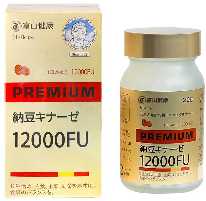토야마 일본 나토키나제 12000FU 낫또 나또, 2개, 120정