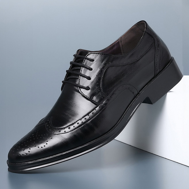 지디오 남성 가죽 정장 구두 3CM 키높이 통굽 윙팁 로퍼 레이스업 직장인 클래식 더비 봄 가을 신발