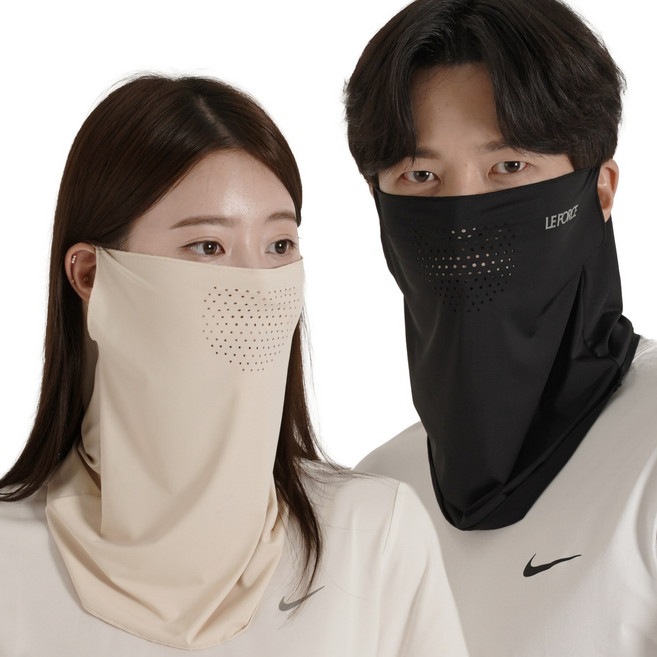 르포스 자외선차단 쿨 스포츠 골프 마스크 1+1, 블랙+스킨베이지, 1세트