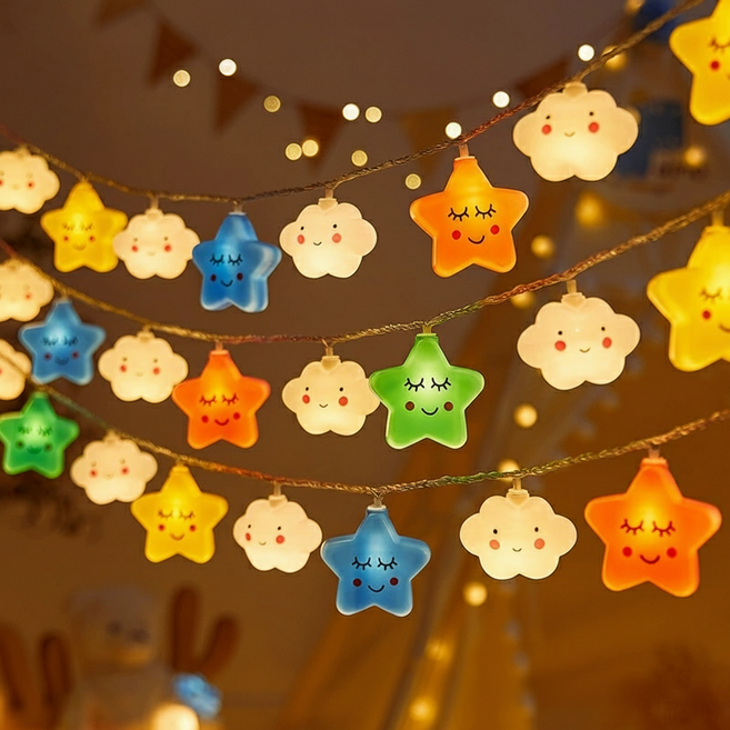 [별빛가득!] 애니윙 꿈꾸는밤 USB건전지 무지개 무드등 스트링 줄조명 20구, 1개, 컬러 3m