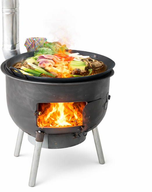 레저다모아 특대형 초대형 드럼통 화덕 숯불 가마솥 장작 소각로 바베큐 아궁이 삼발 대형 화로 화롯대, 1세트