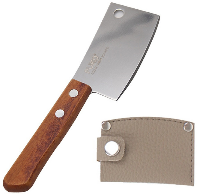허니잼 미니 도끼칼 + 전용칼집 세트 캠핑 디저트 나이프 빵칼 파우치 식도 식칼 집들이선물, 1세트, 도끼칼+브라운