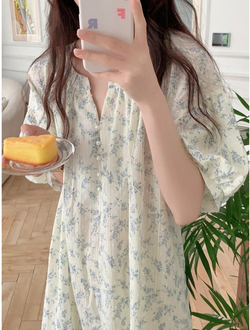 아틀란티스 여름잠옷 반팔 빅사이즈 원피스잠옷 여성 임부복 수유 임산부