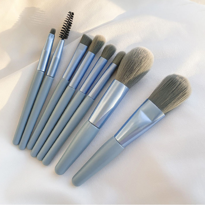 일호장신구 브러쉬 8종 풀구성 파우치 세트 휴대용 메이크업 화장 붓, 1개, 블루