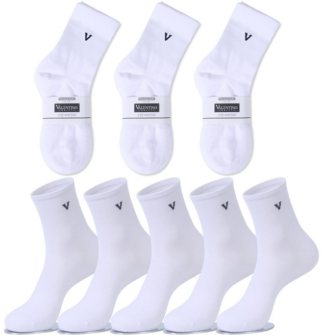 발렌티노크리스티 중목 양말 20켤레 무지 캐쥬얼 면양말