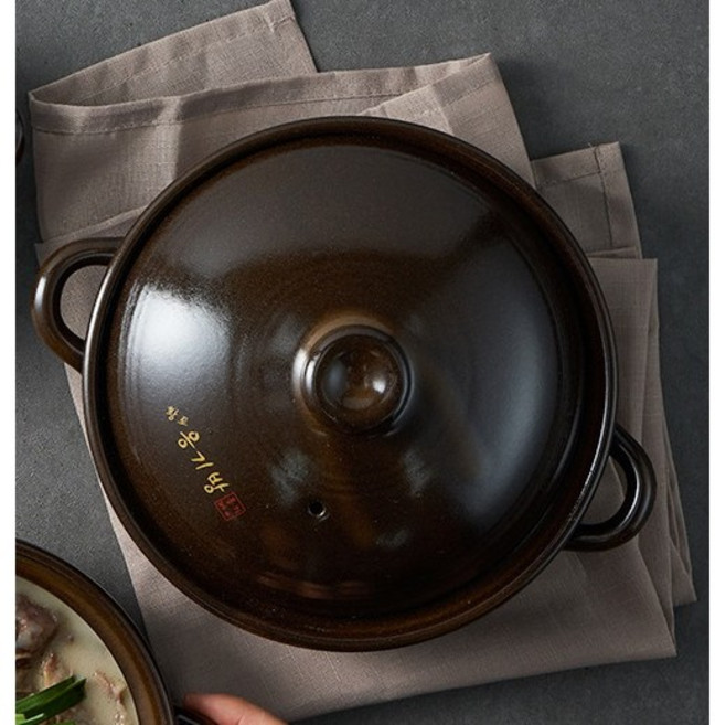 국산 황토 옹기방 내열 뚝배기 냄비 (소) 안깨지는 튼튼한 손잡이 뚜껑 뚝배기, 1개, 1cm