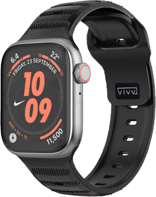 비브 애플워치 프리미엄 불소고무 스트랩 S2, M Size(44/45/46/49mm), 블랙